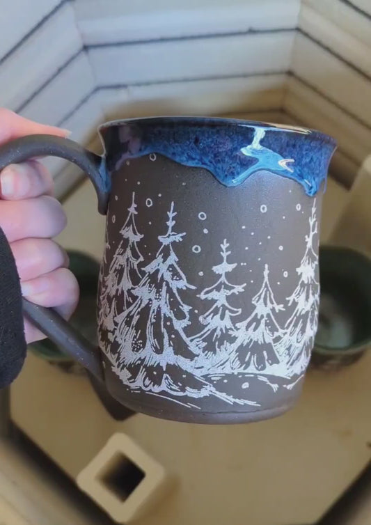 Snowy Pines Blue Mug