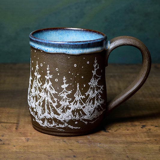 Snowy Pines Blue Mug